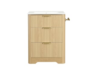 Meuble sous-vasque avec vasque céramique 2 tiroirs effet bois 61x47x82 cm