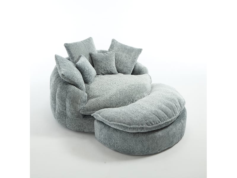  Canapé-lit tcqpz convertible 190,5 x 138 x 63 cm avec coussins polyester gris bleuté  - Conforama E