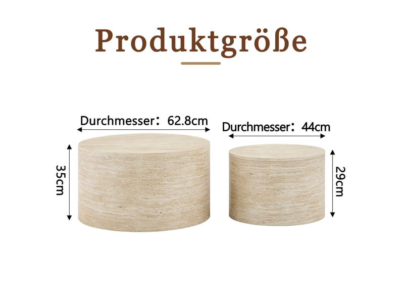  Tables basses gigognes rondes avec rangements intérieurs et couvercle amovible en mdf effet bois moderne pour salon  - Conforama C