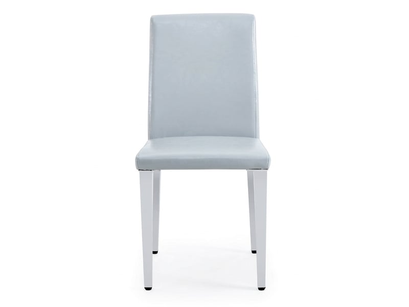 Lot de 2 chaises de salle à manger en cuir pu gris clair avec pieds en métal argenté, design moderne - Conforama A