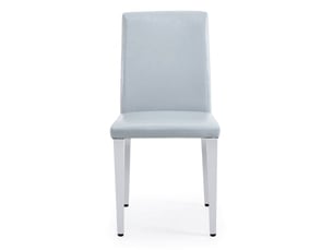 Lot de 2 chaises de salle à manger en cuir pu gris clair avec pieds en métal argenté, design moderne