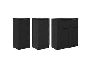 Buffet - bahut - meuble de rangement 3 pc chêne noir 69,5 x 34 x 180 cm bois d'ingénierie