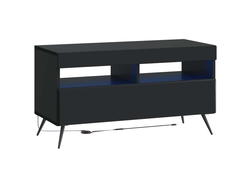  Meuble tv - banc tv - meuble de rangement led breda 3 pcs noir bois d'ingénierie  - Conforama E