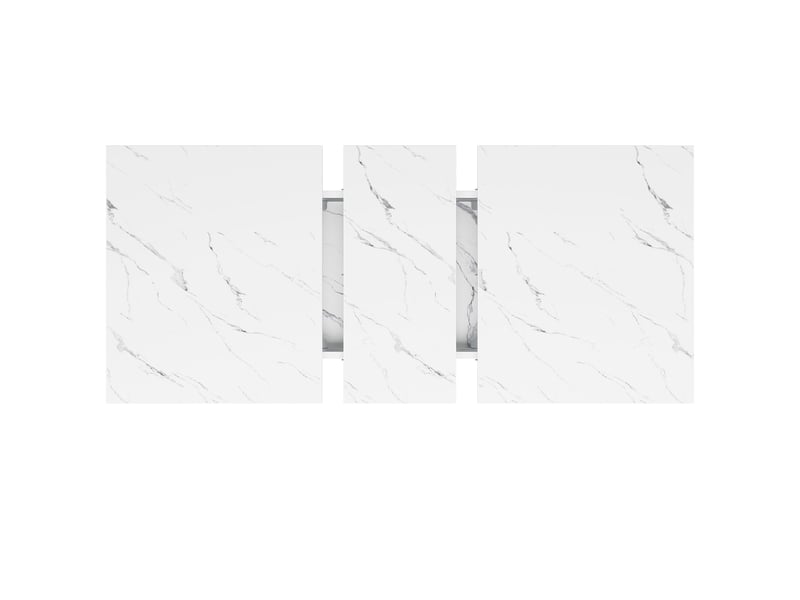 Table extensible avec plateau marbre 120-160x80x76 cm, table de cuisine blanc - Conforama W