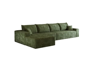 Canapé d'angle modulable 340x175x83 cm avec chaise longue 4 places vert