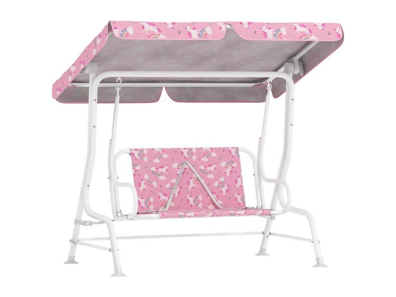  Balançoire enfant 2 places, 112 x 75 x 120 cm, rose  - Conforama A