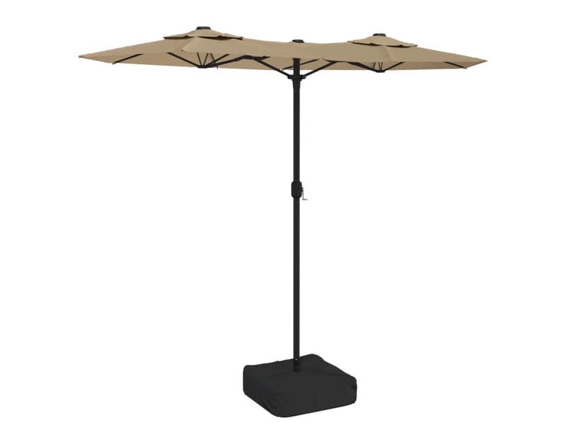  Parasol de jardin à double tête 316 x 145 x 240 cm protection uv avec base solide en polyester taupe 02_0047388  - Conforama A