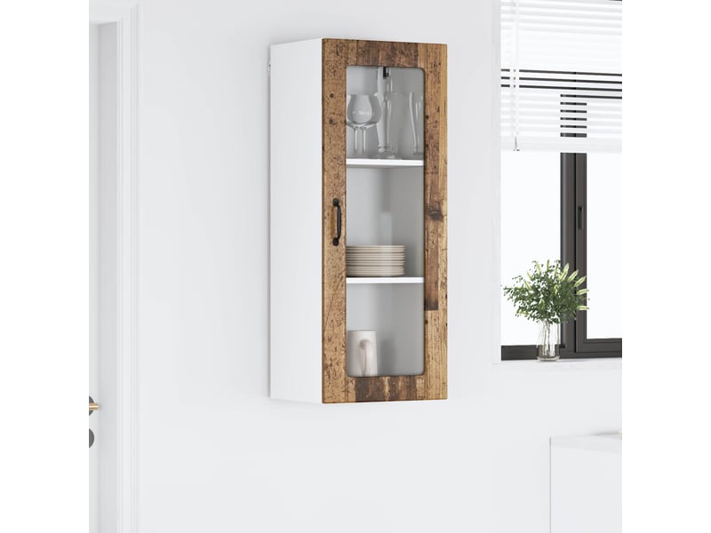  Meuble mural de cuisine, cabinet en verre mural bois ancien 40x31x100cm shl2298  - Conforama D