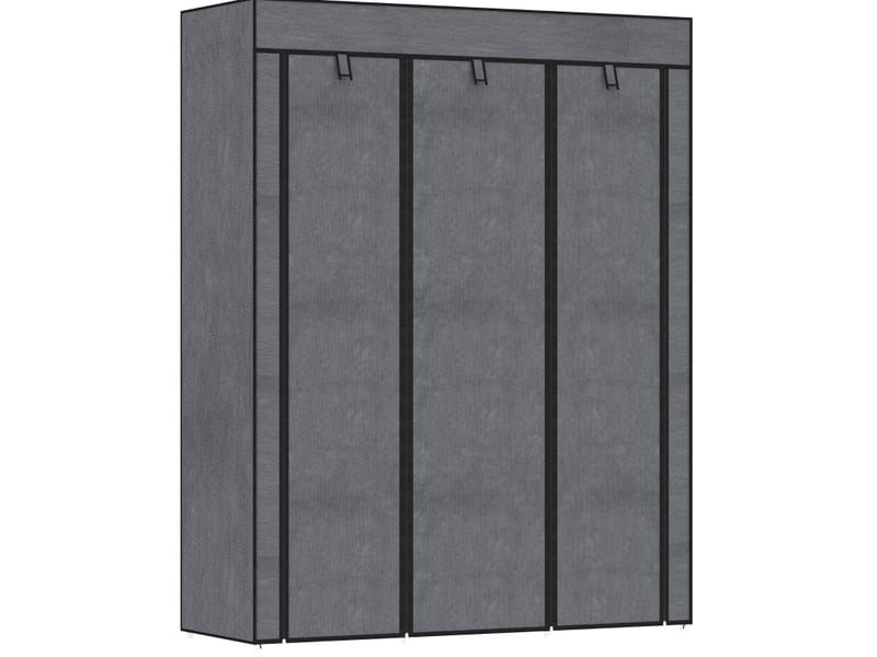  Armoire dressing tcqpz en tissu 125 x 43 x 162,5 cm gris avec 2 barres de penderie et 8 étagères  - Conforama A