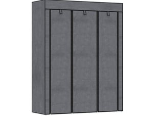 Armoire dressing tcqpz en tissu 125 x 43 x 162,5 cm gris avec 2 barres de penderie et 8 étagères