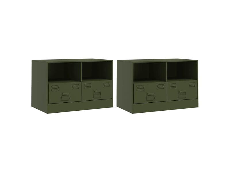  Meubles tv - banc tv - meuble de rangement 2 pcs vert olive 67x39x44 cm acier  - Conforama A