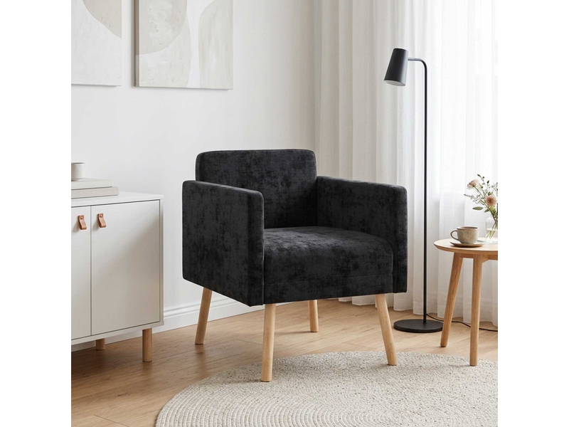  Vidaxl fauteuil d'appoint noir tissu chenille  - Conforama B