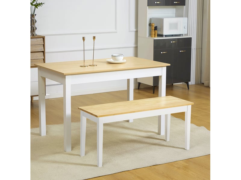  Banc 2 places 102 x 36 x 45 cm – naturel et blanc – en bois de pin, charge 220 kg  - Conforama B