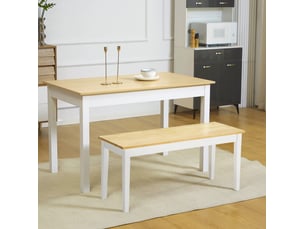 Banc 2 places 102 x 36 x 45 cm – naturel et blanc – en bois de pin, charge 220 kg