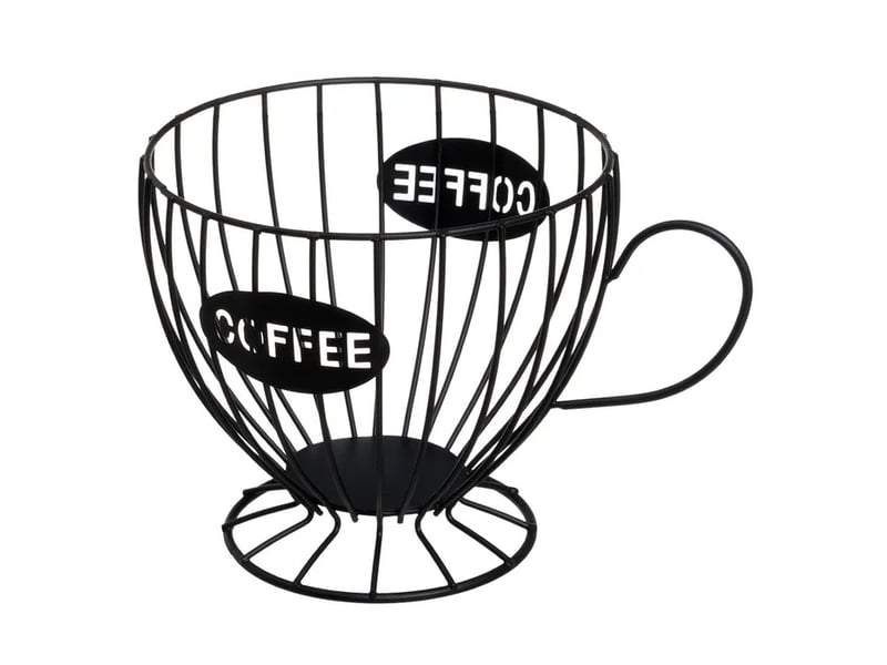  Lot de 2 corbeille porte-capsules de café en métal noir mat forme tasse - longueur 19 x profondeur 15 x hauteur 13 cm  - Conforama E