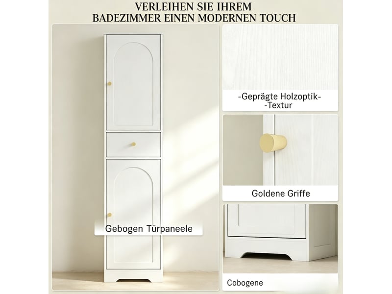  Colonne de salle de bains 40x29,5x170 cm deux placards tiroir panneau de particules blanc  - Conforama D