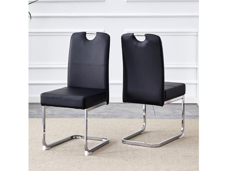  Chaise de salle à manger 87x47x51 cm – noire – lot de 2 – assise à ressorts et design ergonomique  - Conforama D