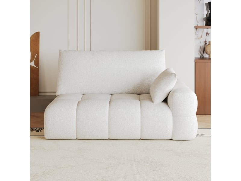 Canapé modulaire 2 places avec méridienne réversible - assise effet nuage sans montage, tissu - blanc crème - Conforama C