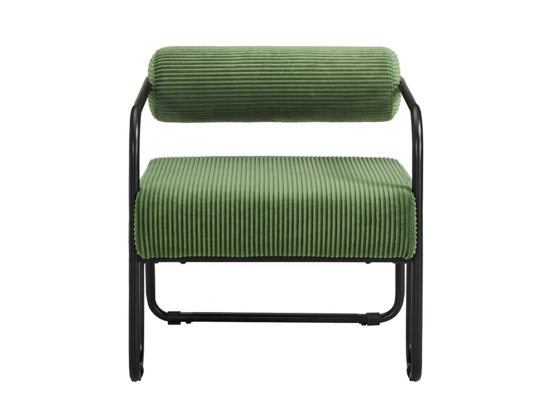  Fauteuil 73x68,5x70,5 cm, design moderne, canapé 1 place, revêtement en tissu côtelé, structure en métal, couleur vert  - Conforama A