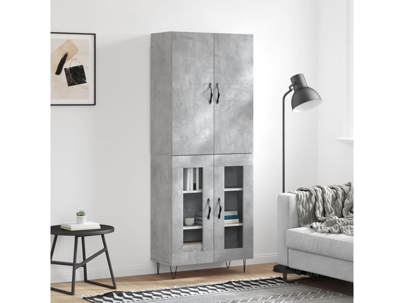  Buffet haut - bahut - meuble de rangement gris béton 69,5x34x180 cm bois d'ingénierie  - Conforama B