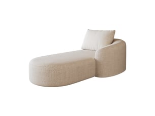 Méridienne droite blanche canapé 1 place en tissu chenille doux pour salon et chambre