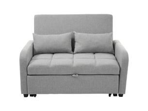 Canapé convertible lit extensible 180x127cm dos réglable tissu lin coton gris antique rangement intégré