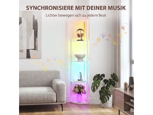 Lampadaire led rgb à 5 niveaux avec étagère, dimmable et télécommande, blanc, pratique pour salon et coin