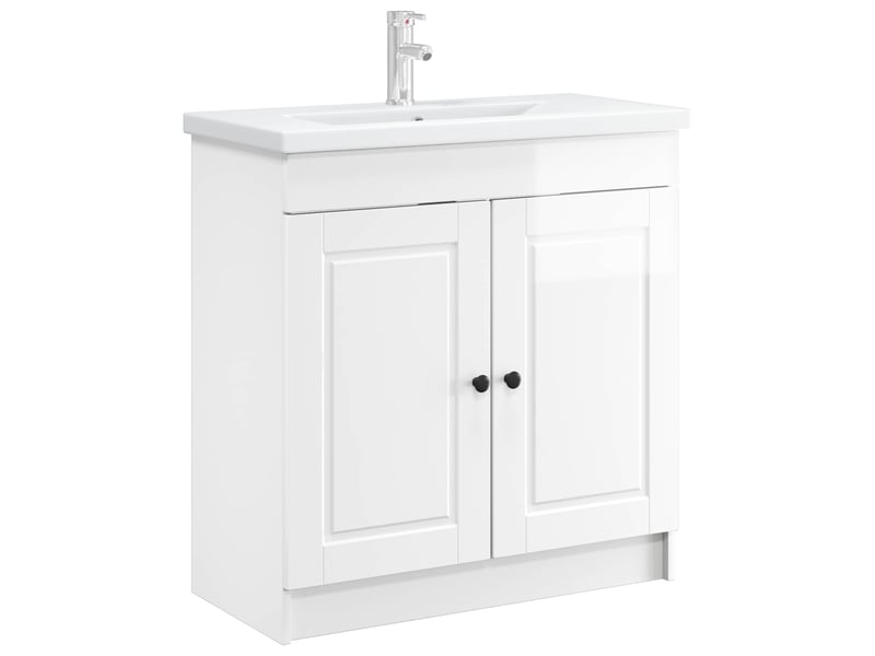  Armoire sous évier de salle de bain, meuble de rangement blanc brillant shl6523  - Conforama C