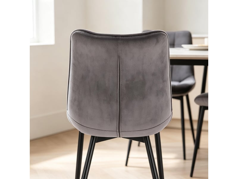  Chaises de salle à manger lot de 2 à dossier ergonomique - pieds métal, velours gris foncé, 46 × 39 cm  - Conforama E