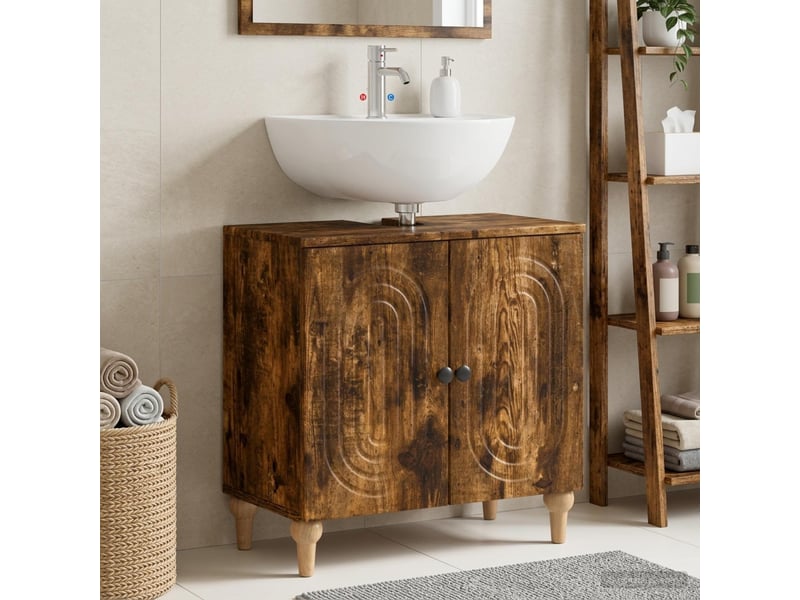  Meuble sous lavabo de salle de bain alkmaar chêne fumé cf64803  - Conforama B