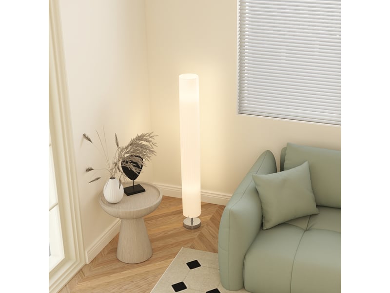 Lampe lampadaire colonne sur pied moderne lumière tamisée 40 w 14l x 14l x 120h cm blanc inox  - Conforama W