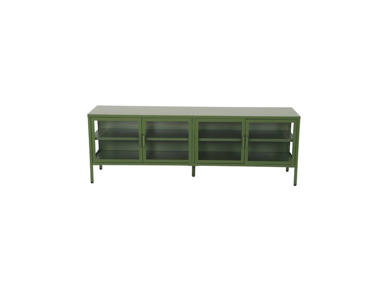  Meuble tv industriel métal et verre trempé 4 portes 160cm vert - arkansas  - Conforama B