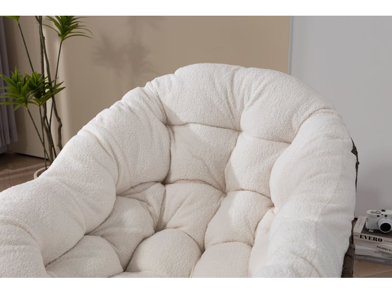 Fauteuil à bascule extérieur 90x106x78 cm – blanc – coussin rembourré, structure en acier robuste - Conforama E