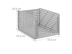 Lot de 3 bacs de rangement empilables pratiques pour vêtements salle de bain 13 x 33,5 x 43,5 cm en plastique blanc 13_0016314