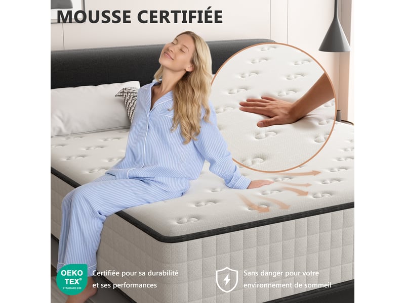  Matelas 140x200 cm,épaisseur 25cm,haute densité fermeté moyenne,réversible à deux faces utilisables.  - Conforama D