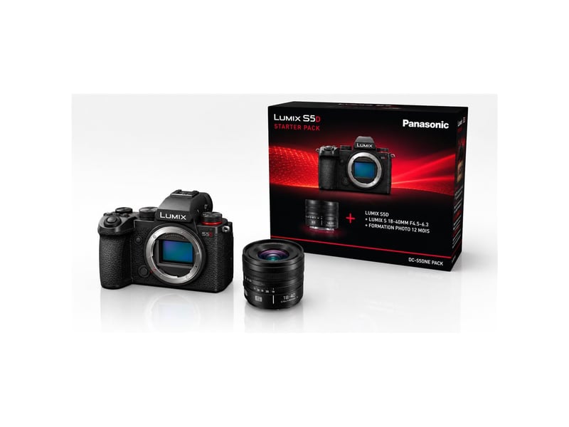  Appareil photo hybride kit demarrage lumix s5d noir avec objectif 18-40mm f4.5-6.3 l mount 1-23379703 - Conforama A