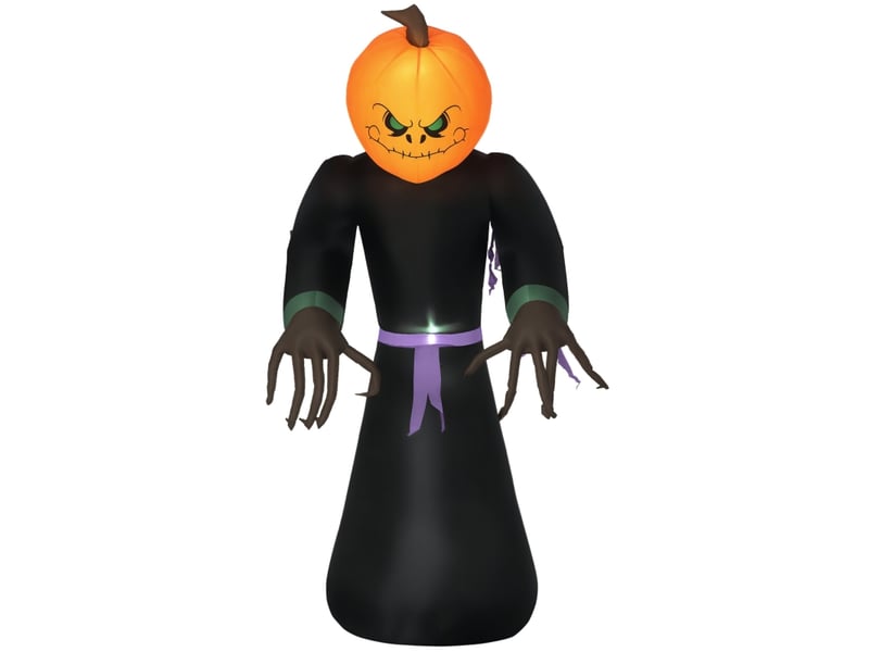  Décoration gonflable halloween fantôme lumineux à tête de citrouille en polyester orange 110 × 66 × 210 cm  - Conforama A