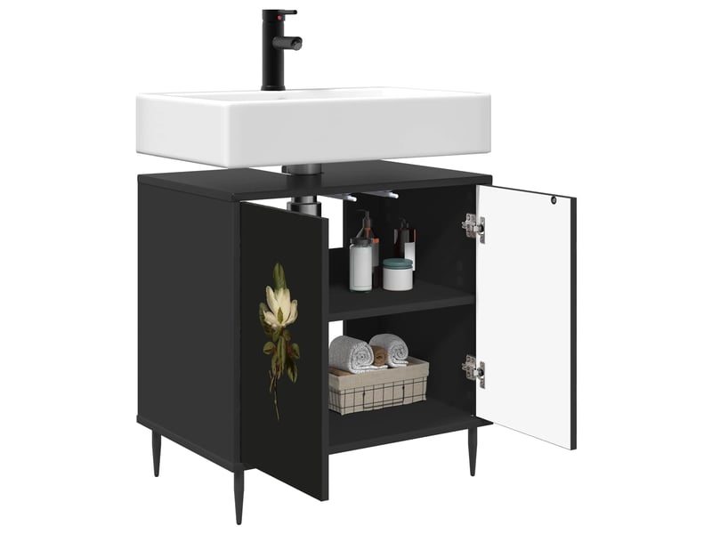  Armoire de salle de bain, meuble de rangement bremen chêne noir 60x40x61 cm  - Conforama C