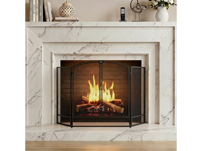  Pare-feu pliable, 3 pièces, 2 portes, 122 x 10 x 75 cm, noir  - Conforama C