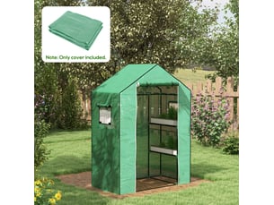 Film de rechange pour serre 140x73x190 cm – vert – pe renforcé, porte enroulable et fenêtres en maille