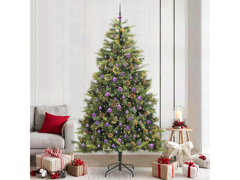 Sapin de noël - arbre de noël artificiel avec branches pliables et cônes 240 cm - Conforama B