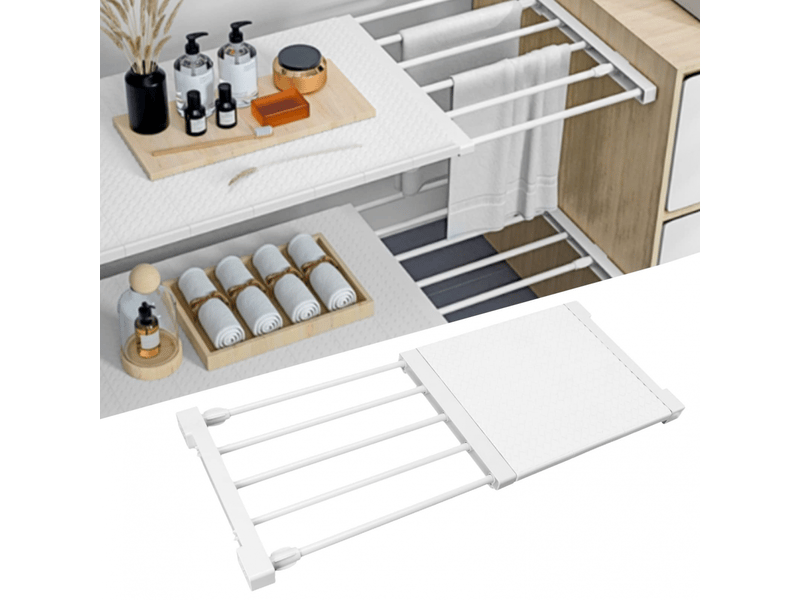  Étagère de placard à tension réglable, largeur 24 cm, support de rangement pour garde-robe (nestnicheg4oy80ag53-12)  - Conforama B