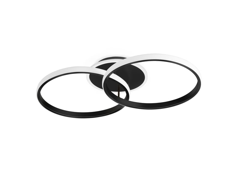  Plafonnier led double anneau 36 w 4320 lm, 50x30 cm, 3 températures, fonction mémoire - noir  - Conforama A