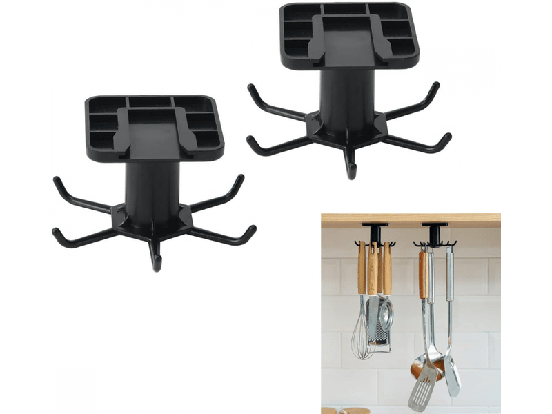 Organisateur d'ustensiles de cuisine rotatif à 360° – crochets sous-meuble – ensemble de 3 pièces (noir + blanc + rose, multicolore FC-ZLS-04791MF - Conforama D