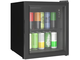 Réfrigérateur à boissons 46l 59 canettes, noir, mini frigo silencieux pose libre avec porte en verre trempé double
