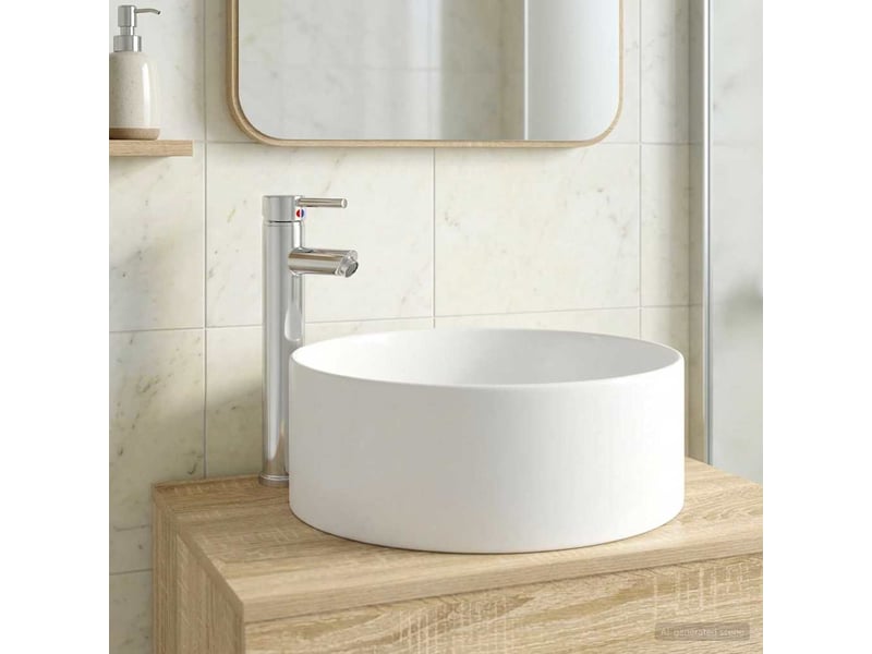  Lavabo de salle de bain avec robinet et évacuation chrome shl3453  - Conforama B