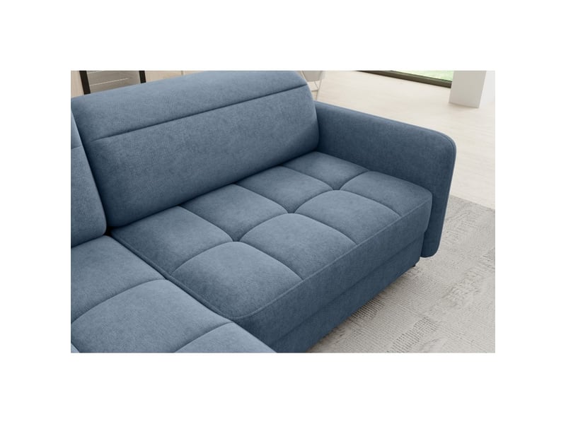  Canapé d'angle gauche convertible barnea 208 cm bleu marine chiné avec rangement  - Conforama D