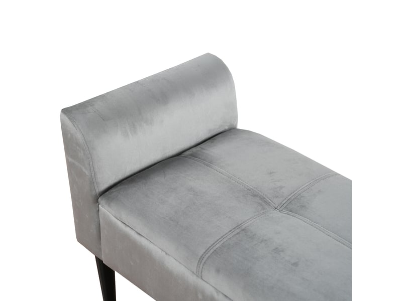  Banc de lit 116x44x56 cm avec accoudoirs, convient à différents style, motif matelassé, mdf, velours gris  - Conforama E