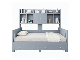 Lit gigogne 90x190 cm <strong>DZMDIP</strong> <strong></strong> coloris gris
