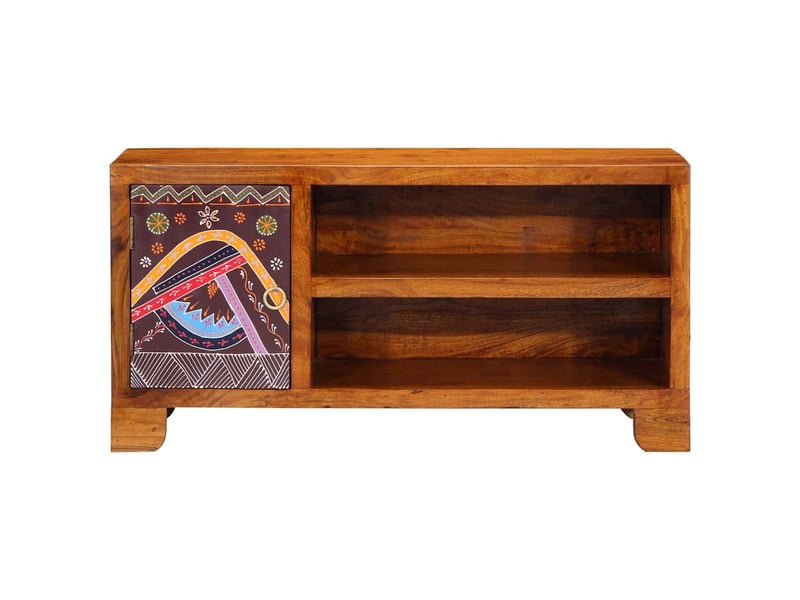  Meuble tv - banc tv - meuble de rangement multicolore 90x30x45 bois massif d'acacia  - Conforama E